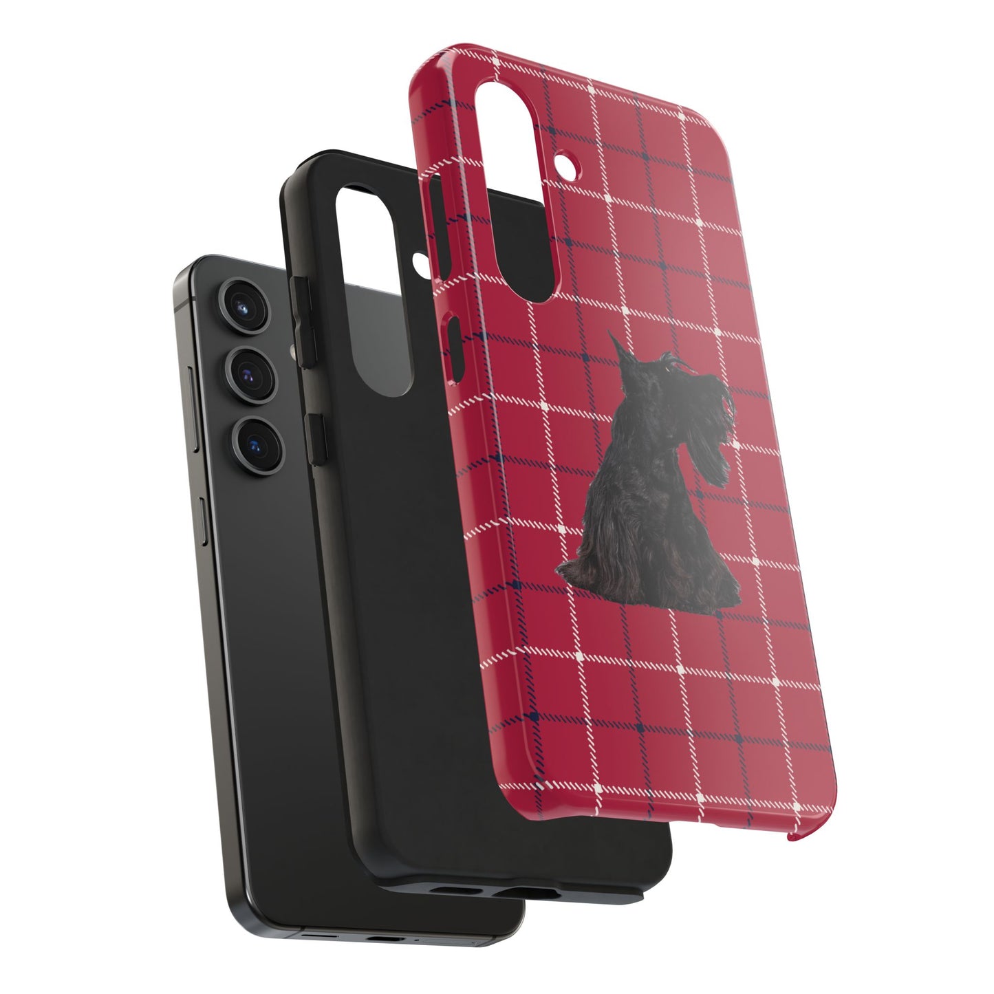 Scottish Terrier Phone Case, Tough Cases, Scottie Dog Phone Cover, Gift for Dog Lovers, Plaid Design