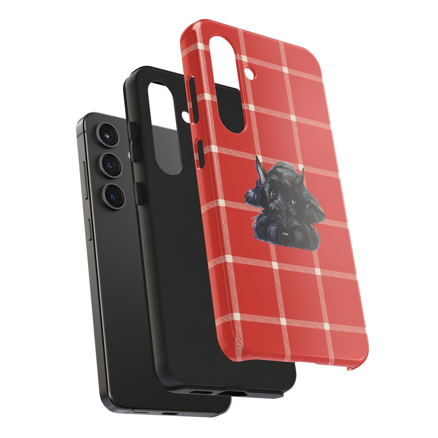 Scottish Terrier Phone Case, Tough Cases, Scottie Dog Phone Cover, Gift for Dog Lovers, Plaid Design