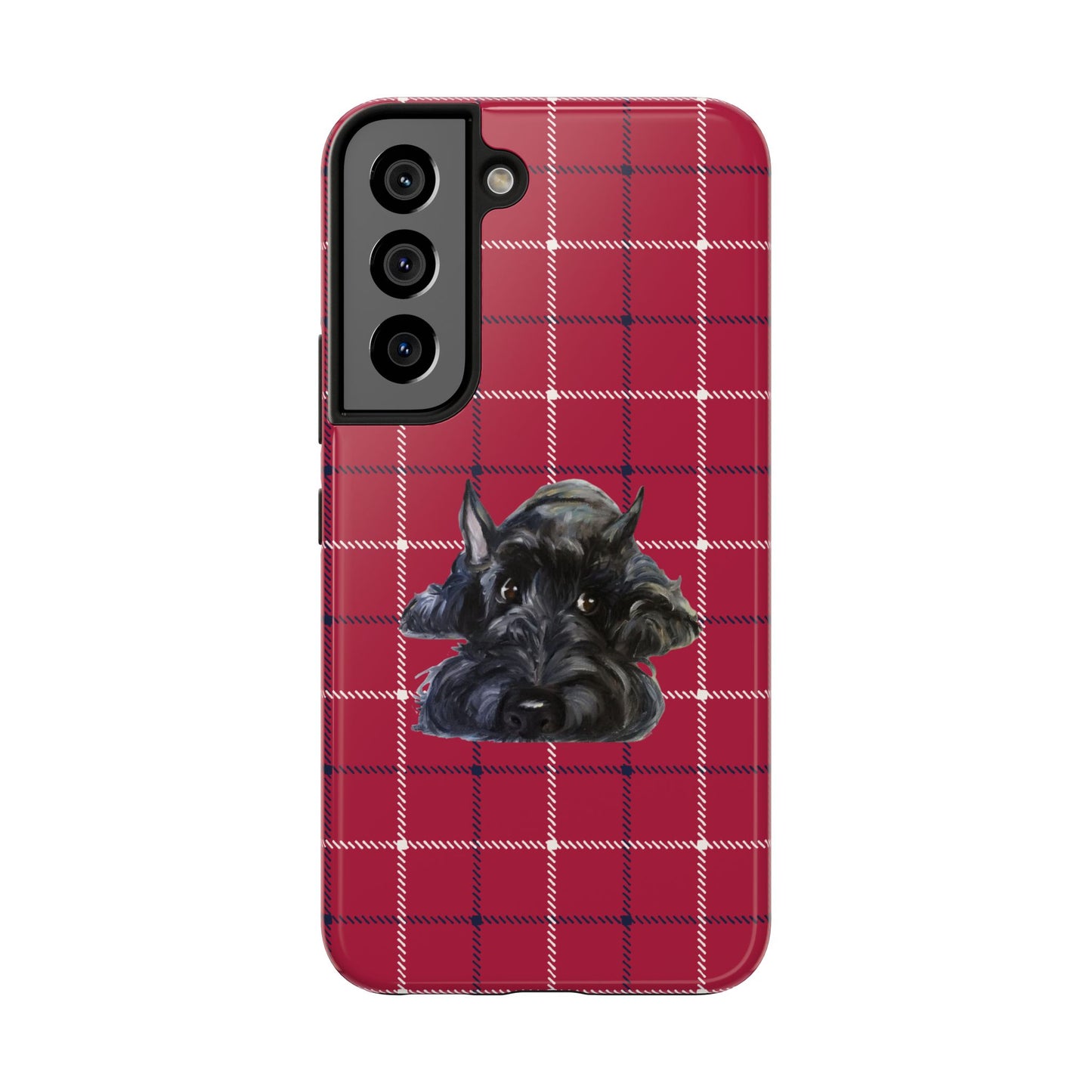 Scottish Terrier Phone Case, Tough Cases, Scottie Dog Phone Cover, Gift for Dog Lovers, Plaid Design