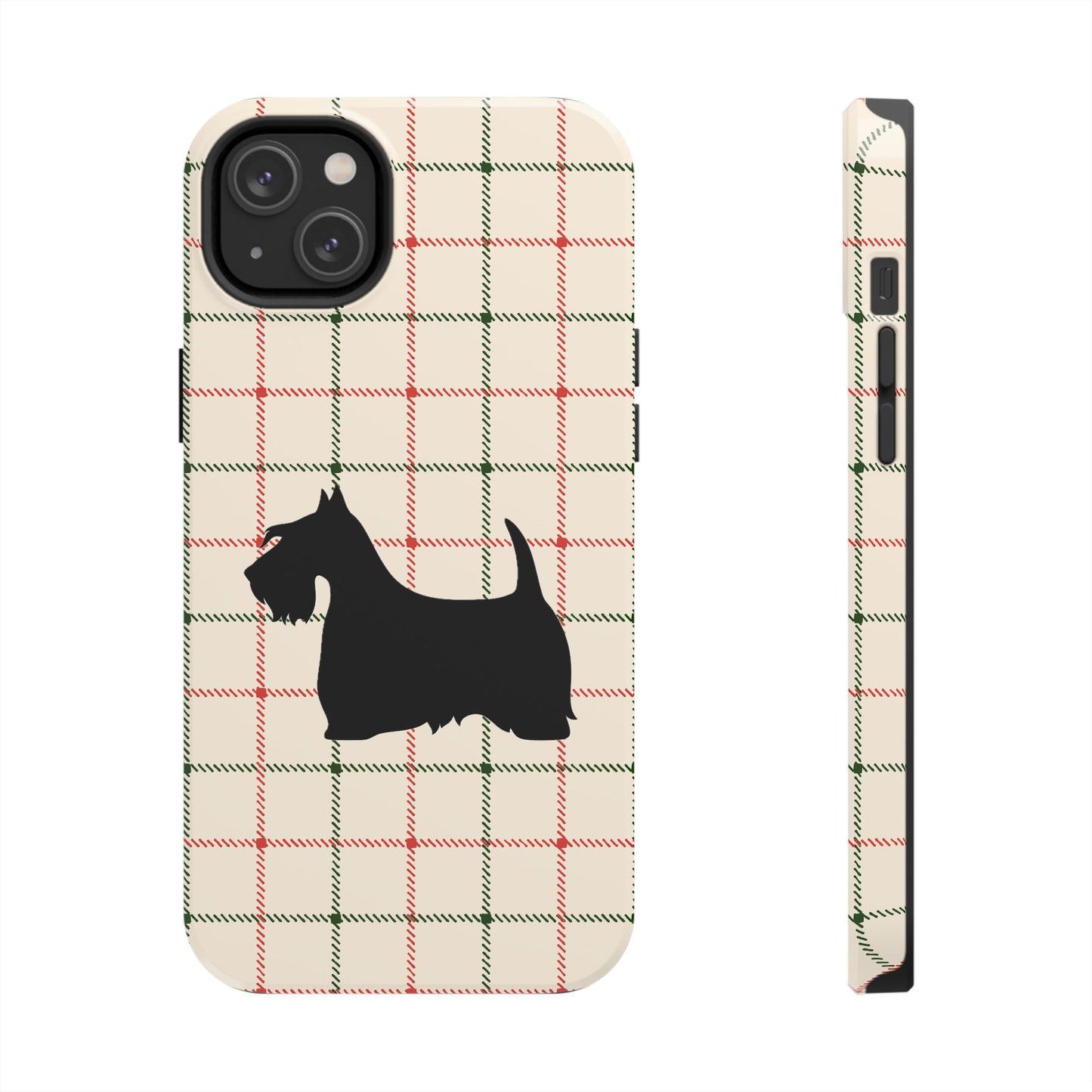 Scottish Terrier Phone Case, Tough Cases, Scottie Dog Phone Cover, Gift for Dog Lovers, Plaid Design