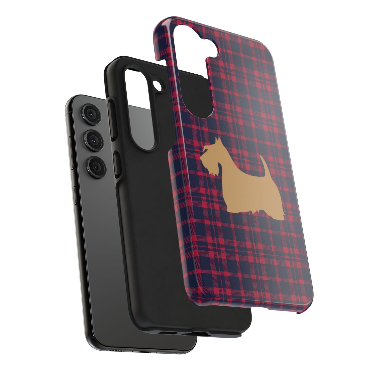 Scottish Terrier Phone Case, Tough Cases, Scottie Dog Phone Cover, Gift for Dog Lovers, Plaid Design
