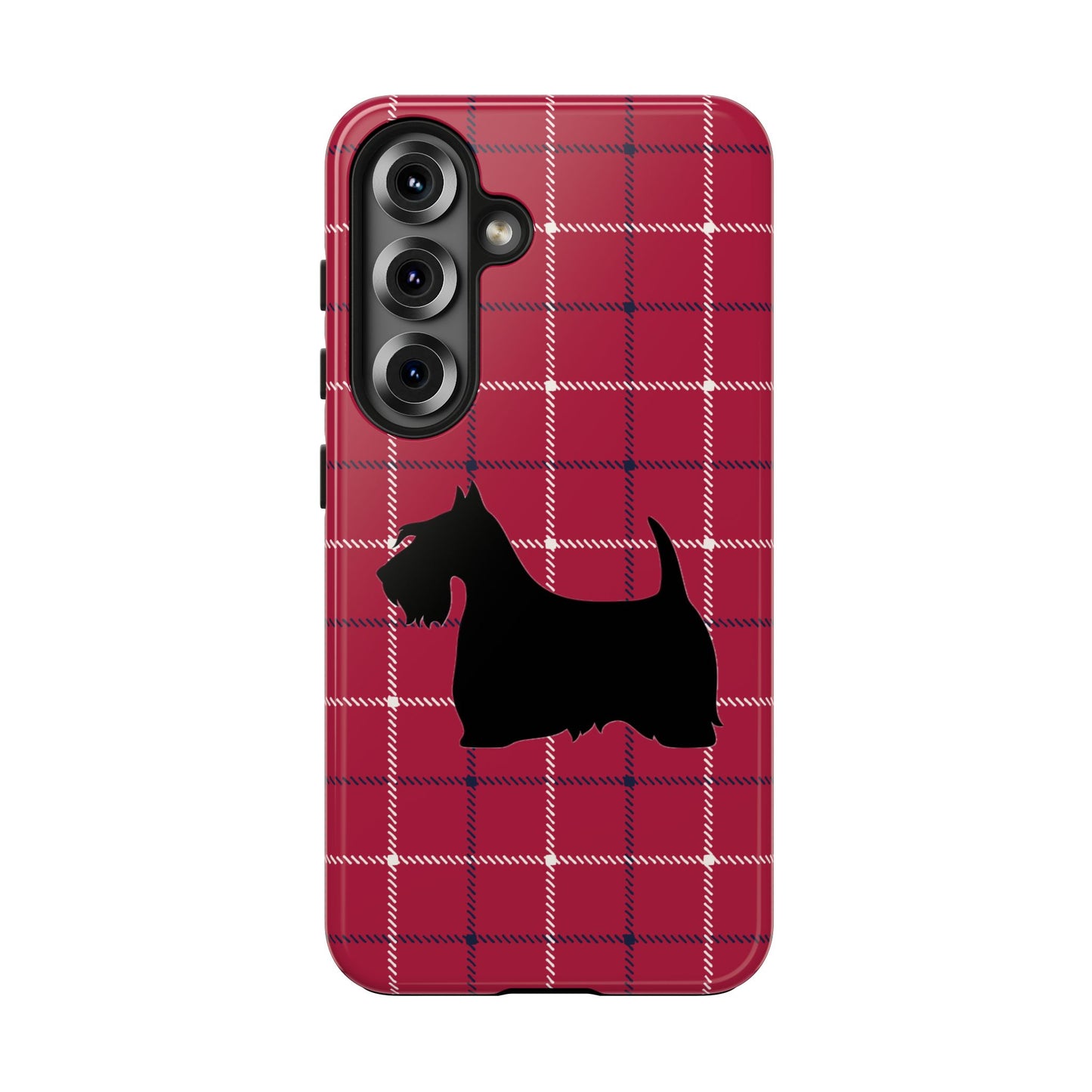 Scottish Terrier Phone Case, Tough Cases, Scottie Dog Phone Cover, Gift for Dog Lovers, Plaid Design