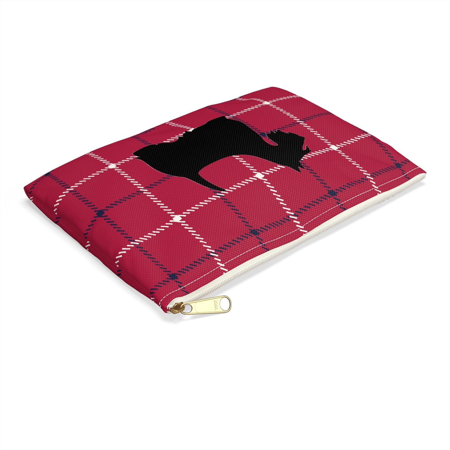 Scottish Terrier Accessory Pouch, Pet Lover Gift, Dog Travel Bag, Stylish Makeup Case, Plaid Organizer