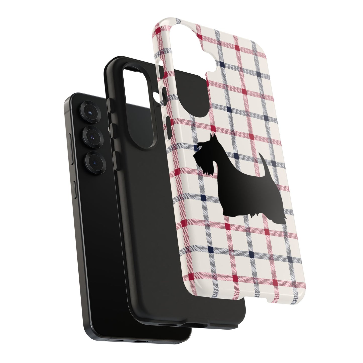 Scottish Terrier Phone Case, Tough Cases, Scottie Dog Phone Cover, Gift for Dog Lovers, Plaid Design