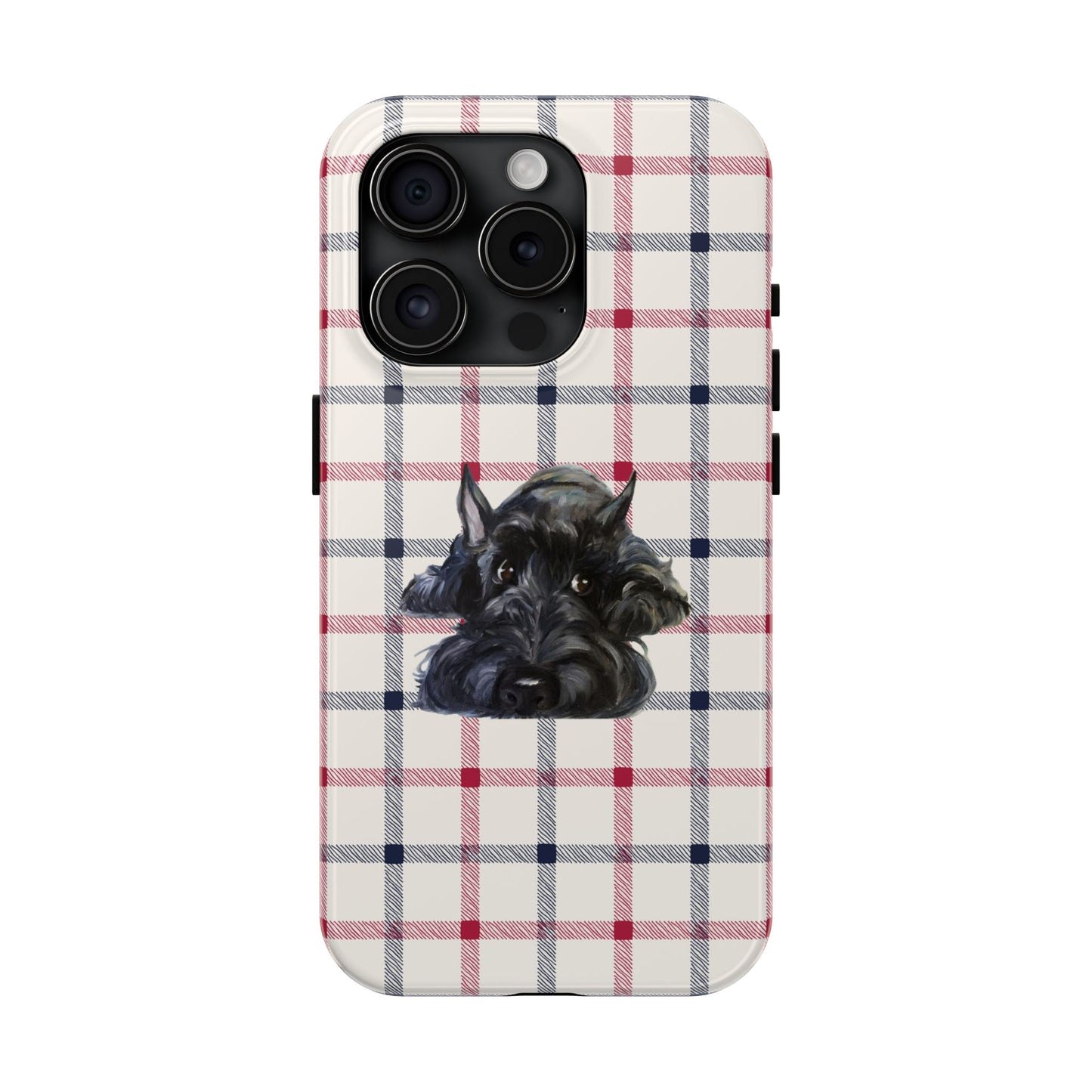 Scottish Terrier Phone Case, Tough Cases, Scottie Dog Phone Cover, Gift for Dog Lovers, Plaid Design
