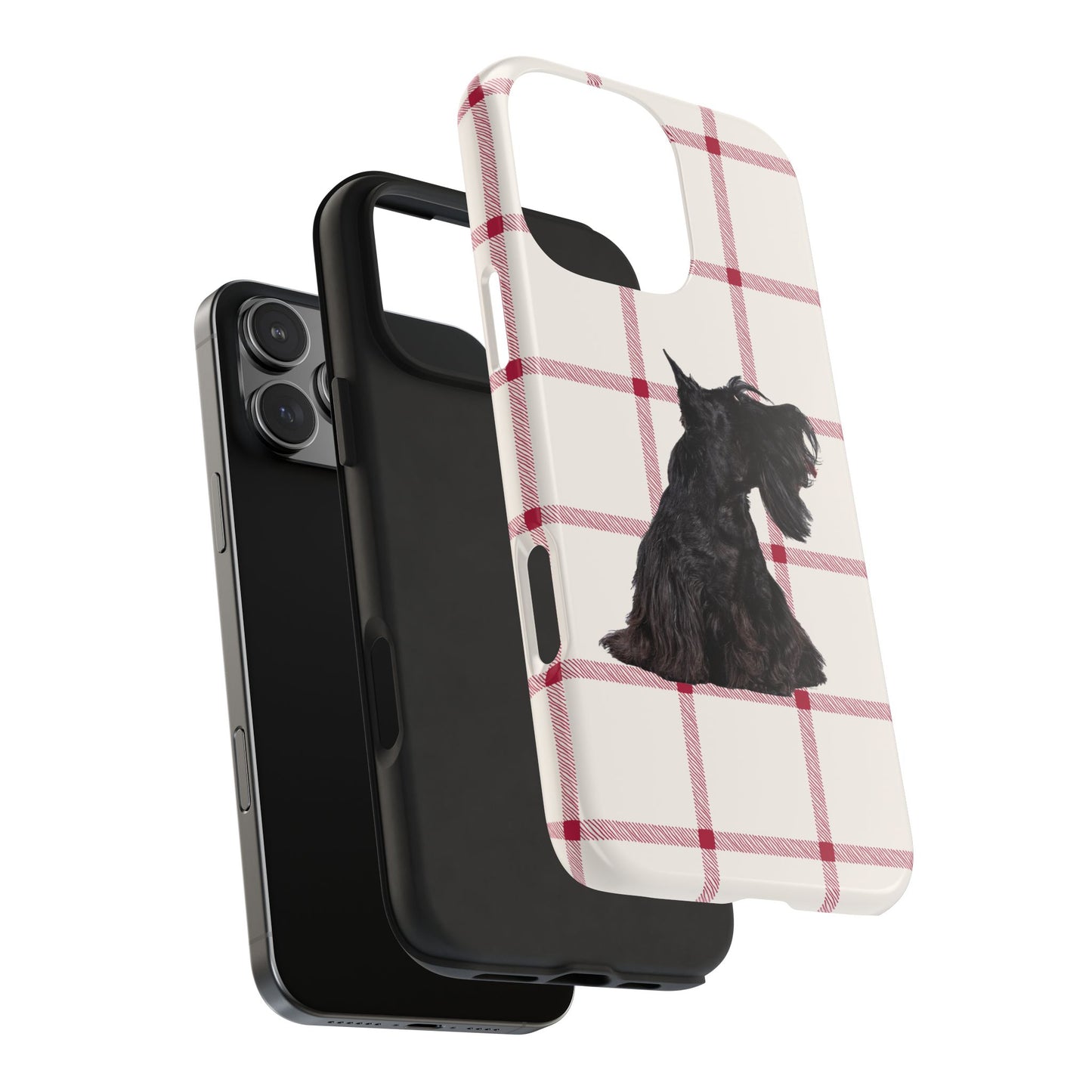 Scottish Terrier Phone Case, Tough Cases, Scottie Dog Phone Cover, Gift for Dog Lovers, Plaid Design