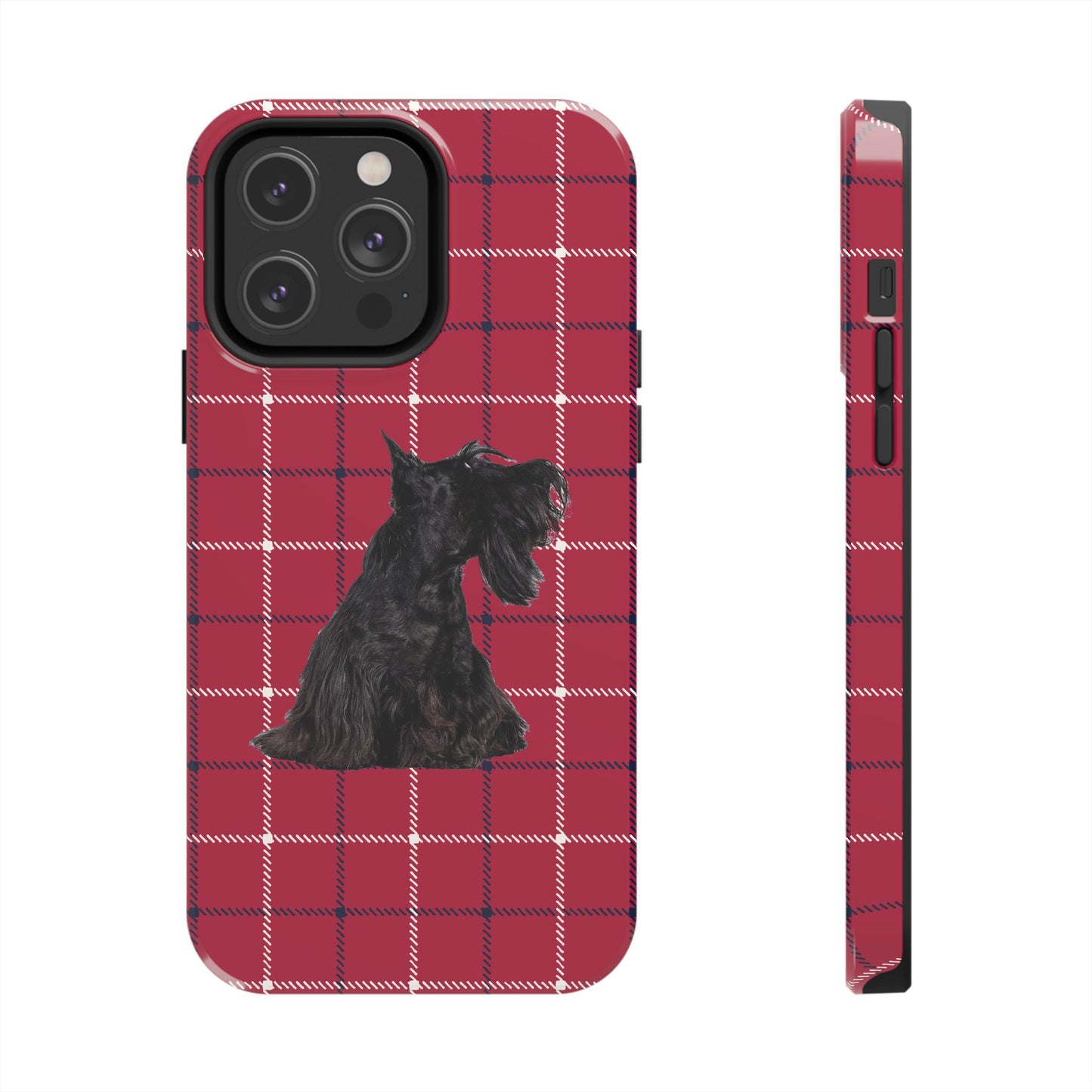 Scottish Terrier Phone Case, Tough Cases, Scottie Dog Phone Cover, Gift for Dog Lovers, Plaid Design