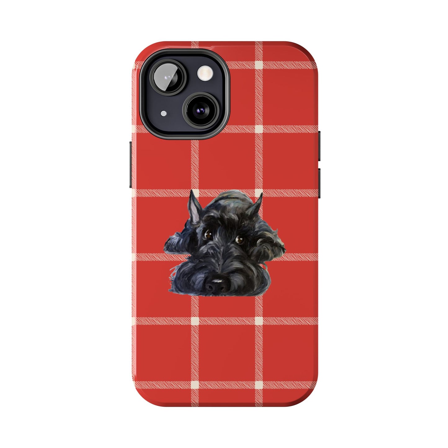Scottish Terrier Phone Case, Tough Cases, Scottie Dog Phone Cover, Gift for Dog Lovers, Plaid Design