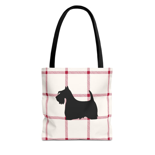 Plaid Scottish Terrier Tote Bag, Stylish Carryall for Pet Lovers, Perfect for Shopping, Beach Days, Teachers, Gifts, All-Occasion Bag