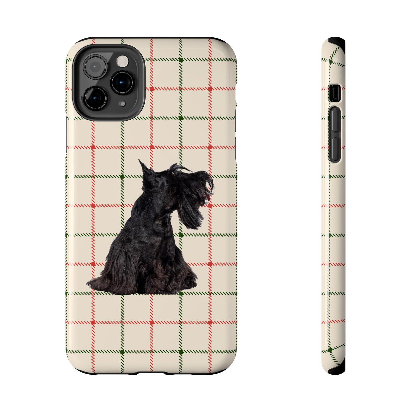 Scottish Terrier Phone Case, Tough Cases, Scottie Dog Phone Cover, Gift for Dog Lovers, Plaid Design
