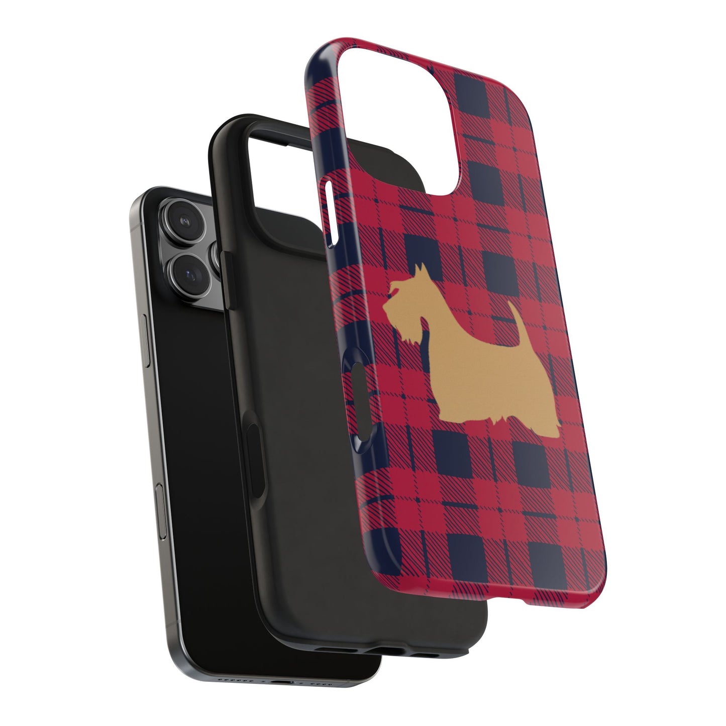 Scottish Terrier Phone Case, Tough Cases, Scottie Dog Phone Cover, Gift for Dog Lovers, Plaid Design