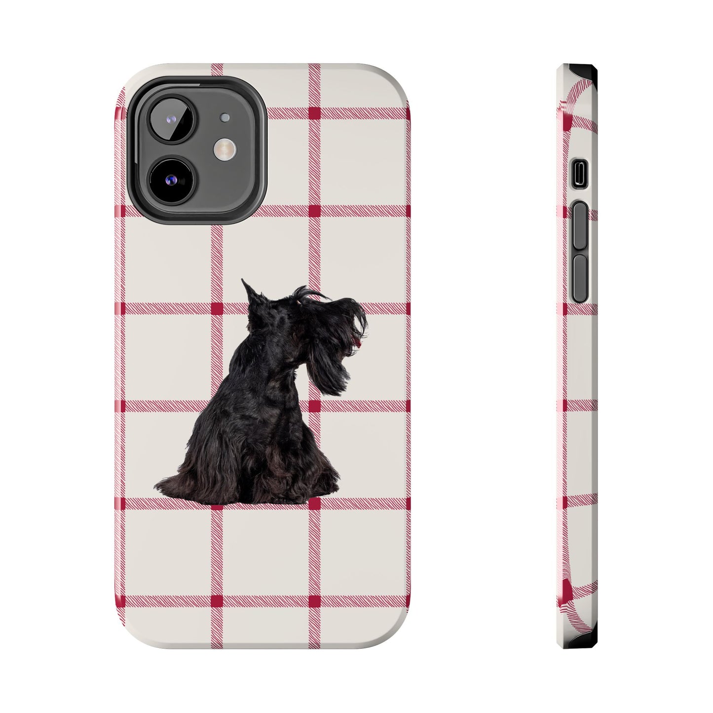 Scottish Terrier Phone Case, Tough Cases, Scottie Dog Phone Cover, Gift for Dog Lovers, Plaid Design