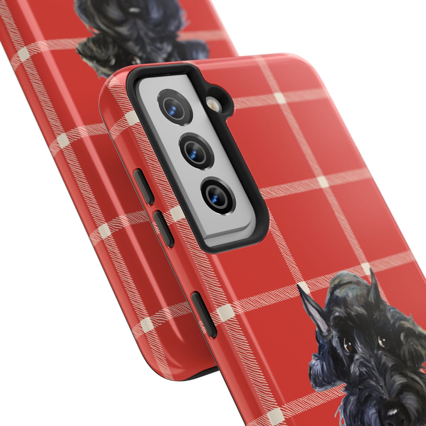 Scottish Terrier Phone Case, Tough Cases, Scottie Dog Phone Cover, Gift for Dog Lovers, Plaid Design