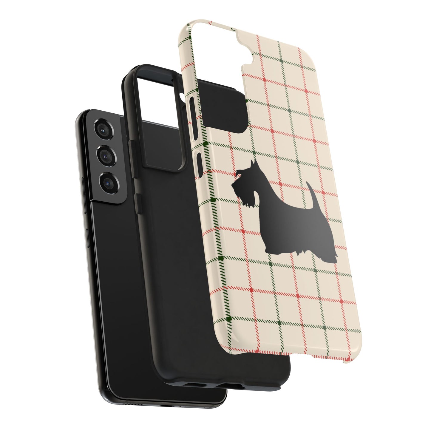 Scottish Terrier Phone Case, Tough Cases, Scottie Dog Phone Cover, Gift for Dog Lovers, Plaid Design