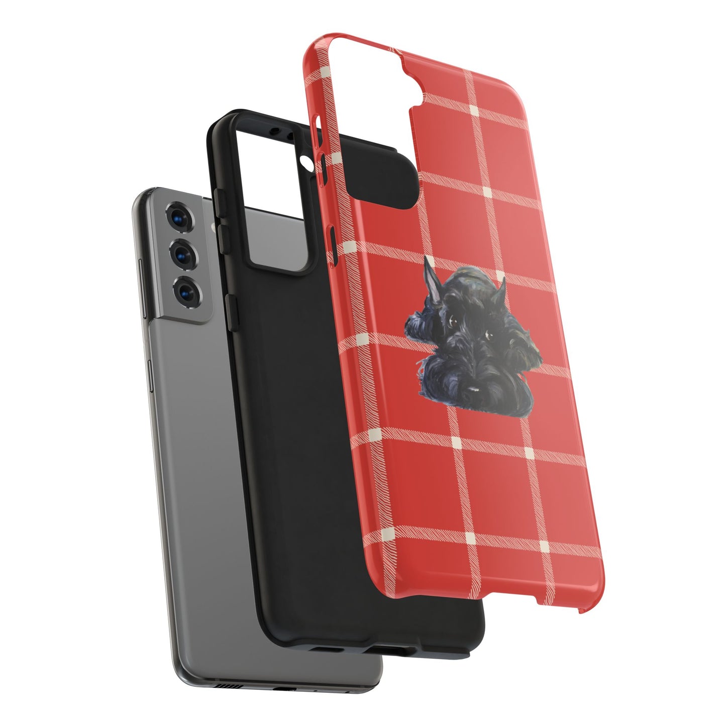 Scottish Terrier Phone Case, Tough Cases, Scottie Dog Phone Cover, Gift for Dog Lovers, Plaid Design