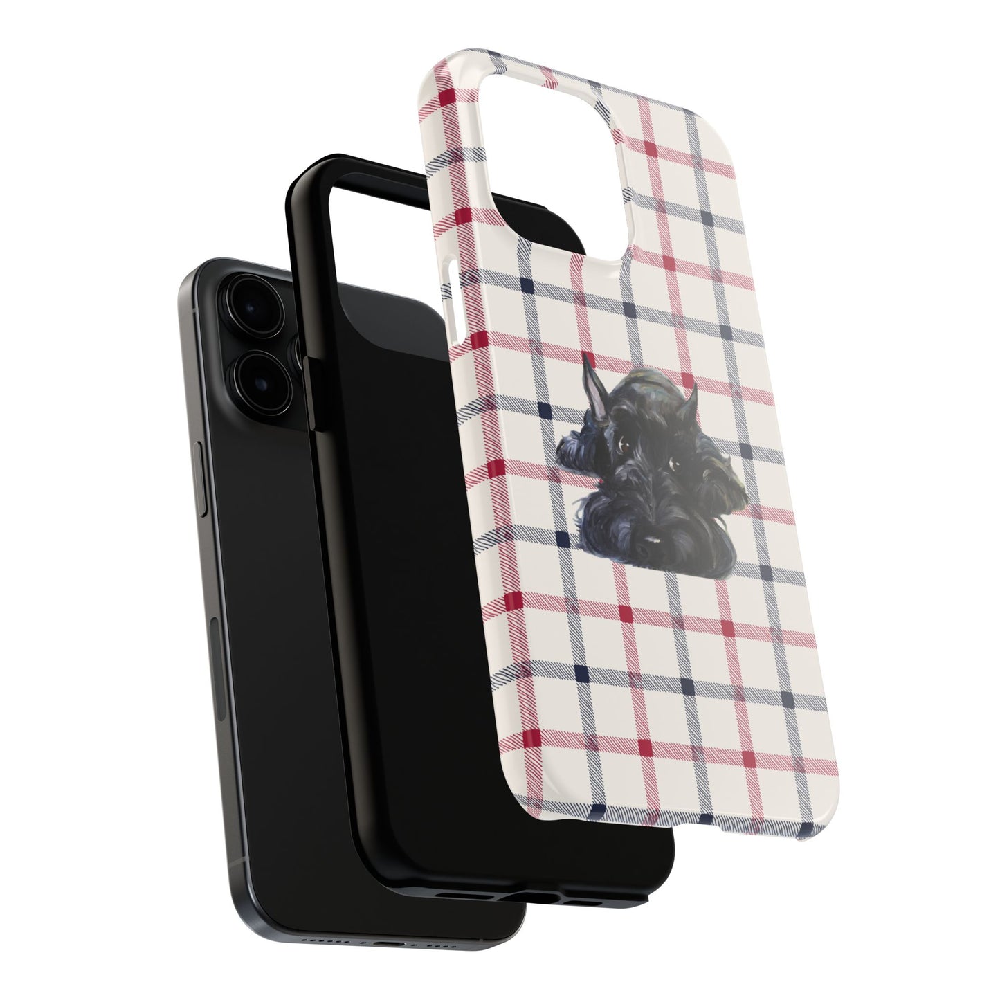 Scottish Terrier Phone Case, Tough Cases, Scottie Dog Phone Cover, Gift for Dog Lovers, Plaid Design