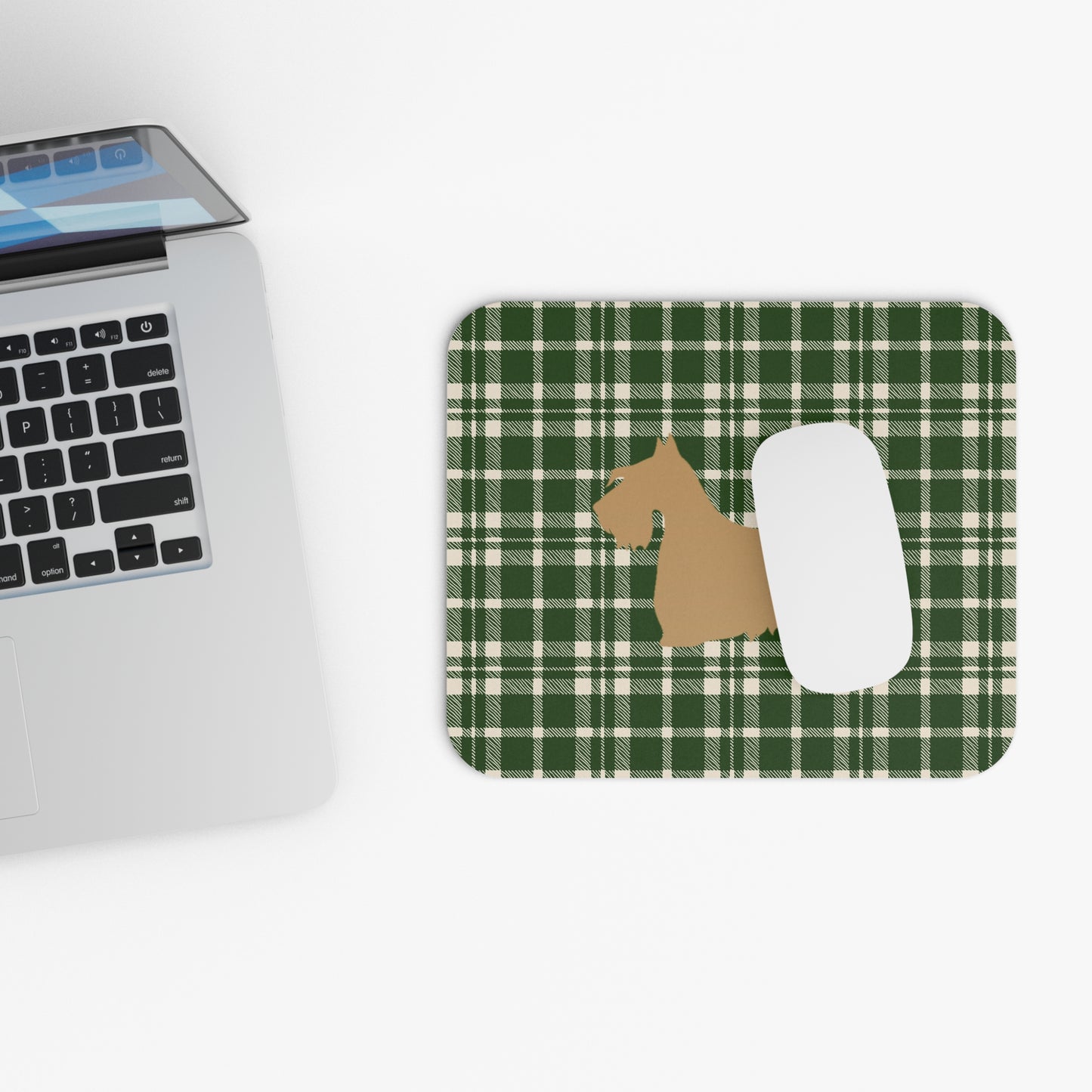 Scottish Terrier Plaid Dog Mouse Pad | Cute Dog Lover Gift | Office Decor | Stationery | Pet Themed Home Office Accessories | Animal Lover Merchandise