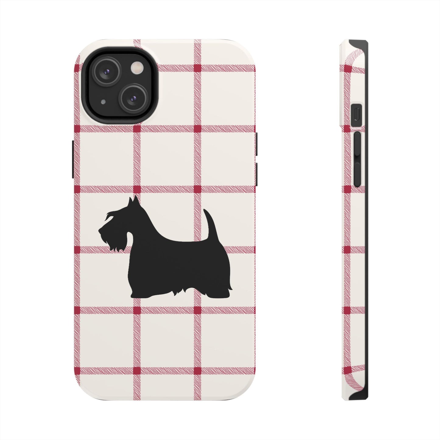 Scottish Terrier Phone Case, Tough Cases, Scottie Dog Phone Cover, Gift for Dog Lovers, Plaid Design