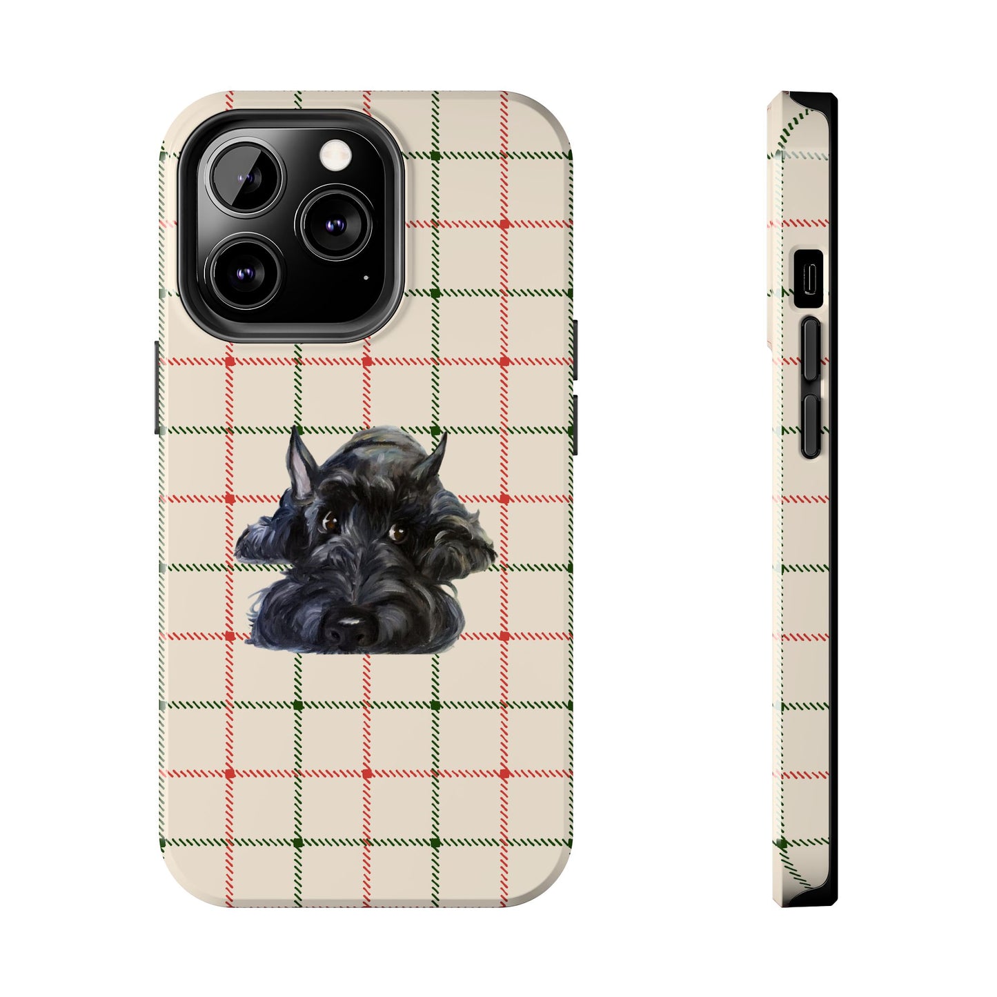 Scottish Terrier Phone Case, Tough Cases, Scottie Dog Phone Cover, Gift for Dog Lovers, Plaid Design