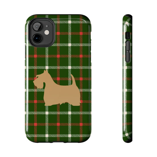 Scottish Terrier Phone Case, Tough Cases, Scottie Dog Phone Cover, Gift for Dog Lovers, Plaid Design