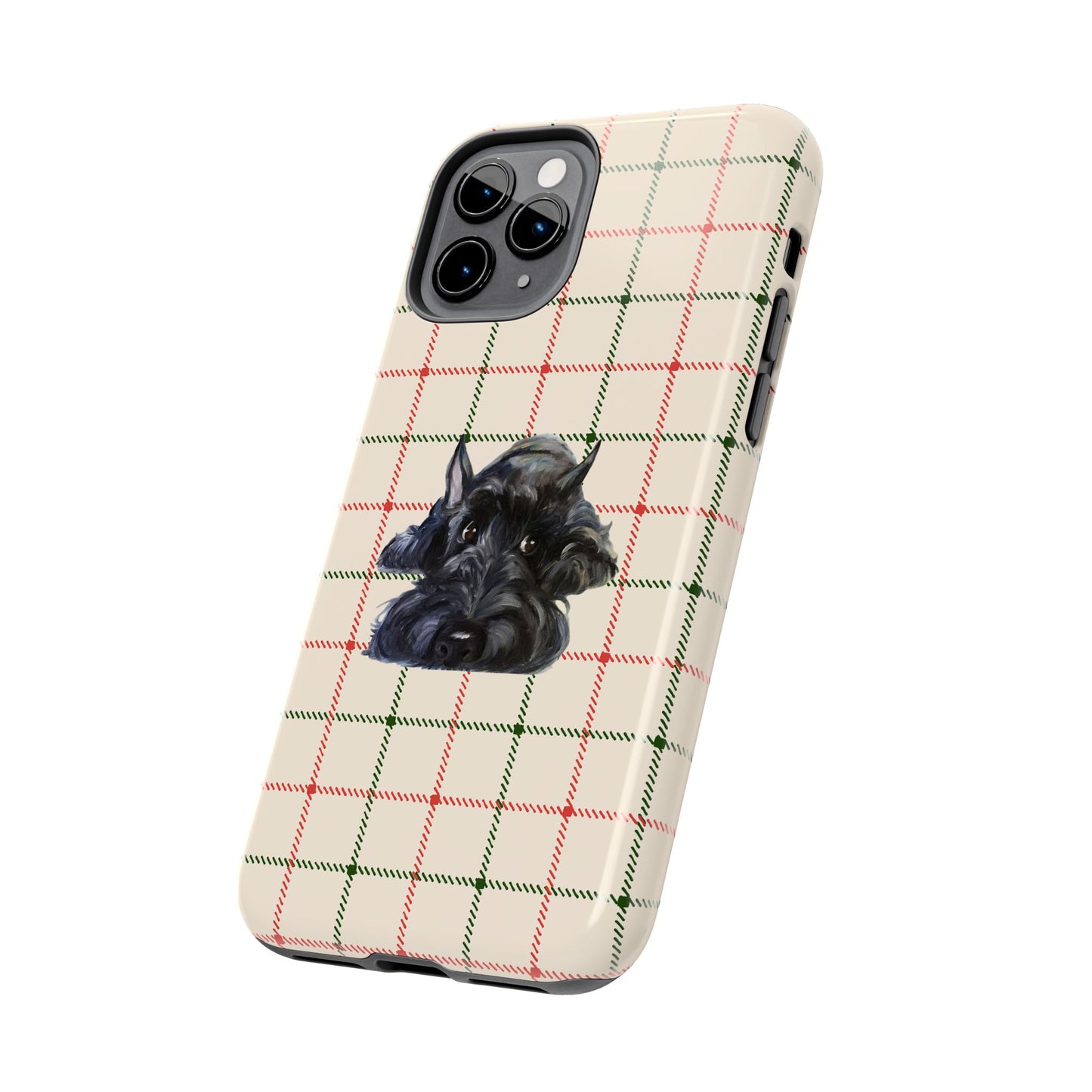 Scottish Terrier Phone Case, Tough Cases, Scottie Dog Phone Cover, Gift for Dog Lovers, Plaid Design