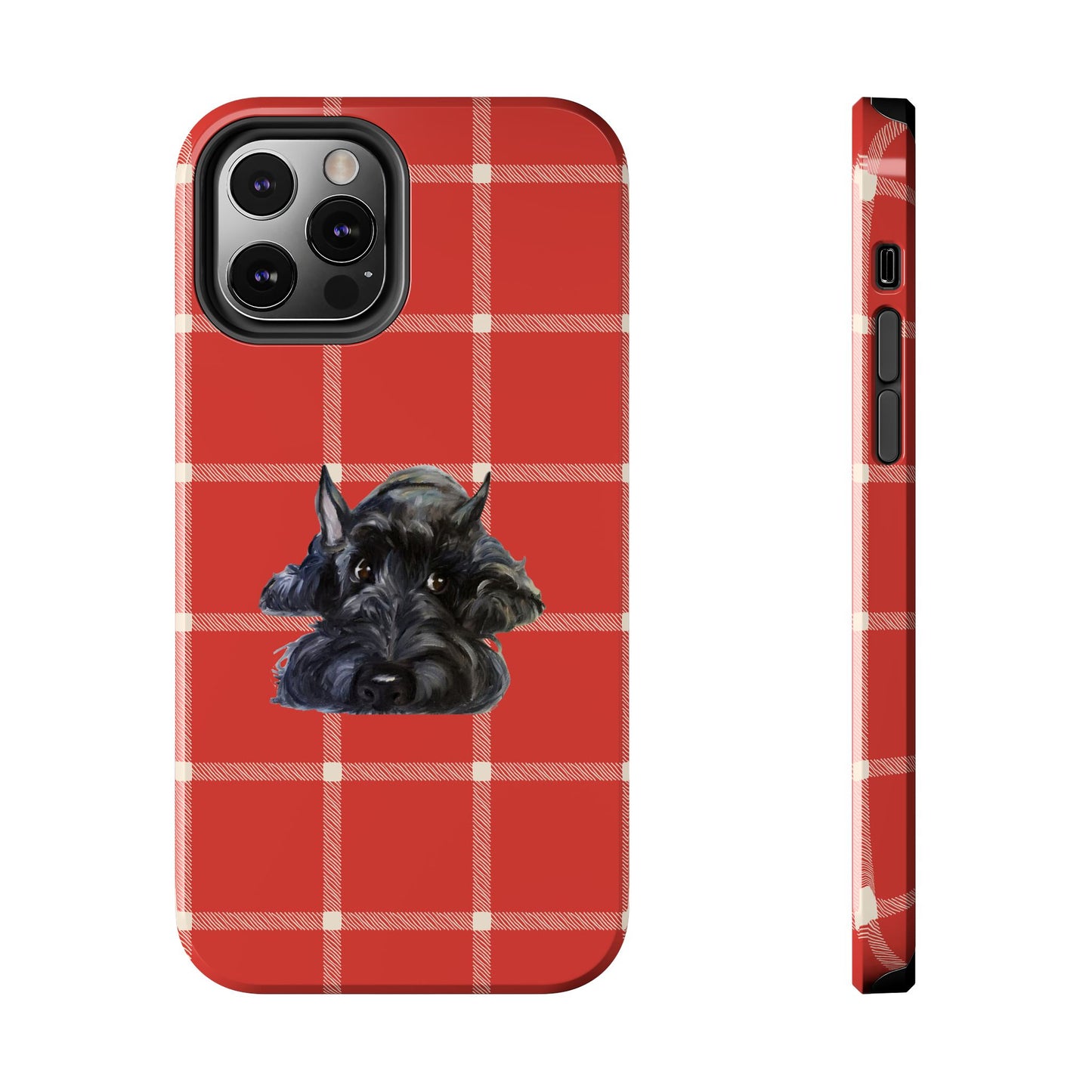 Scottish Terrier Phone Case, Tough Cases, Scottie Dog Phone Cover, Gift for Dog Lovers, Plaid Design