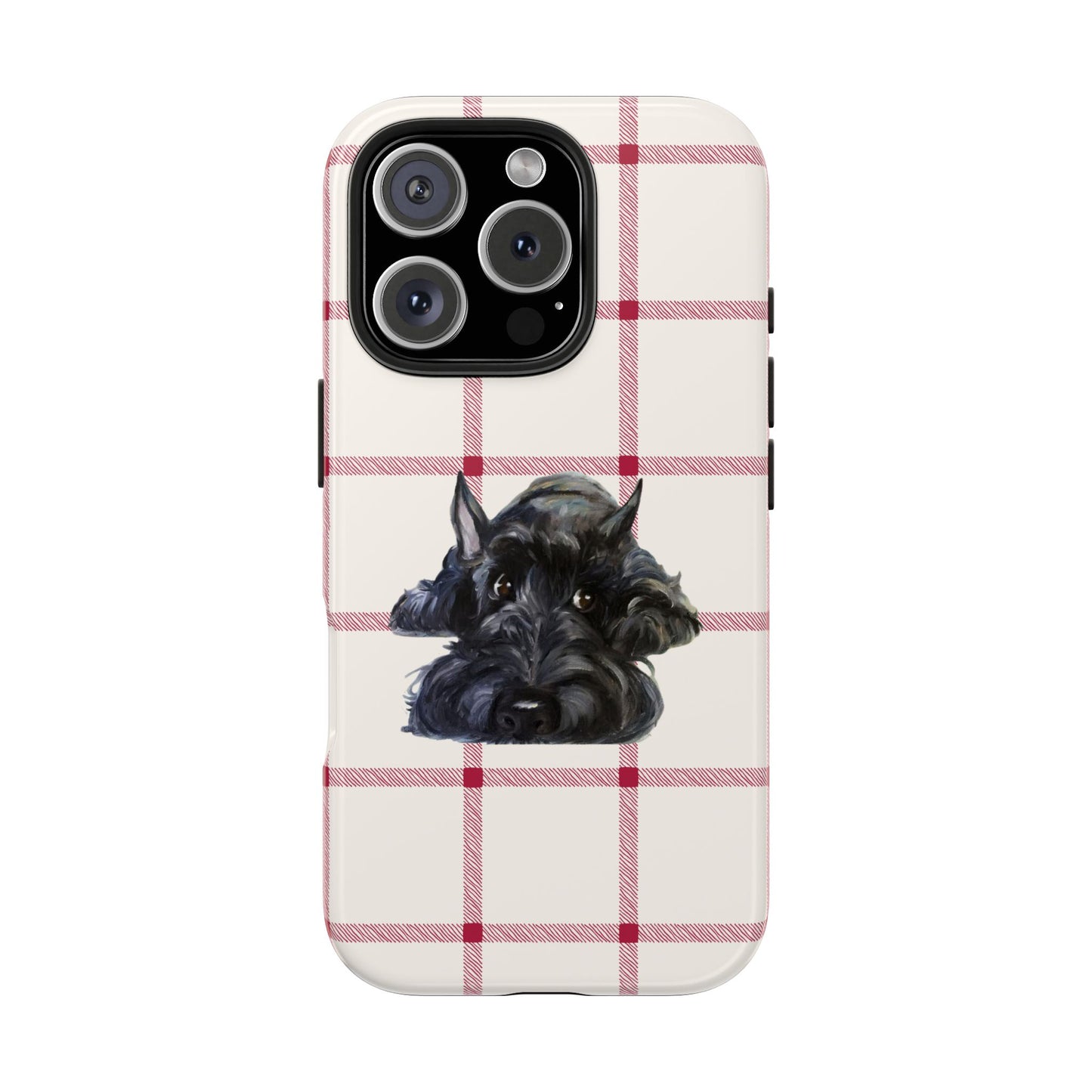 Scottish Terrier Phone Case, Tough Cases, Scottie Dog Phone Cover, Gift for Dog Lovers, Plaid Design