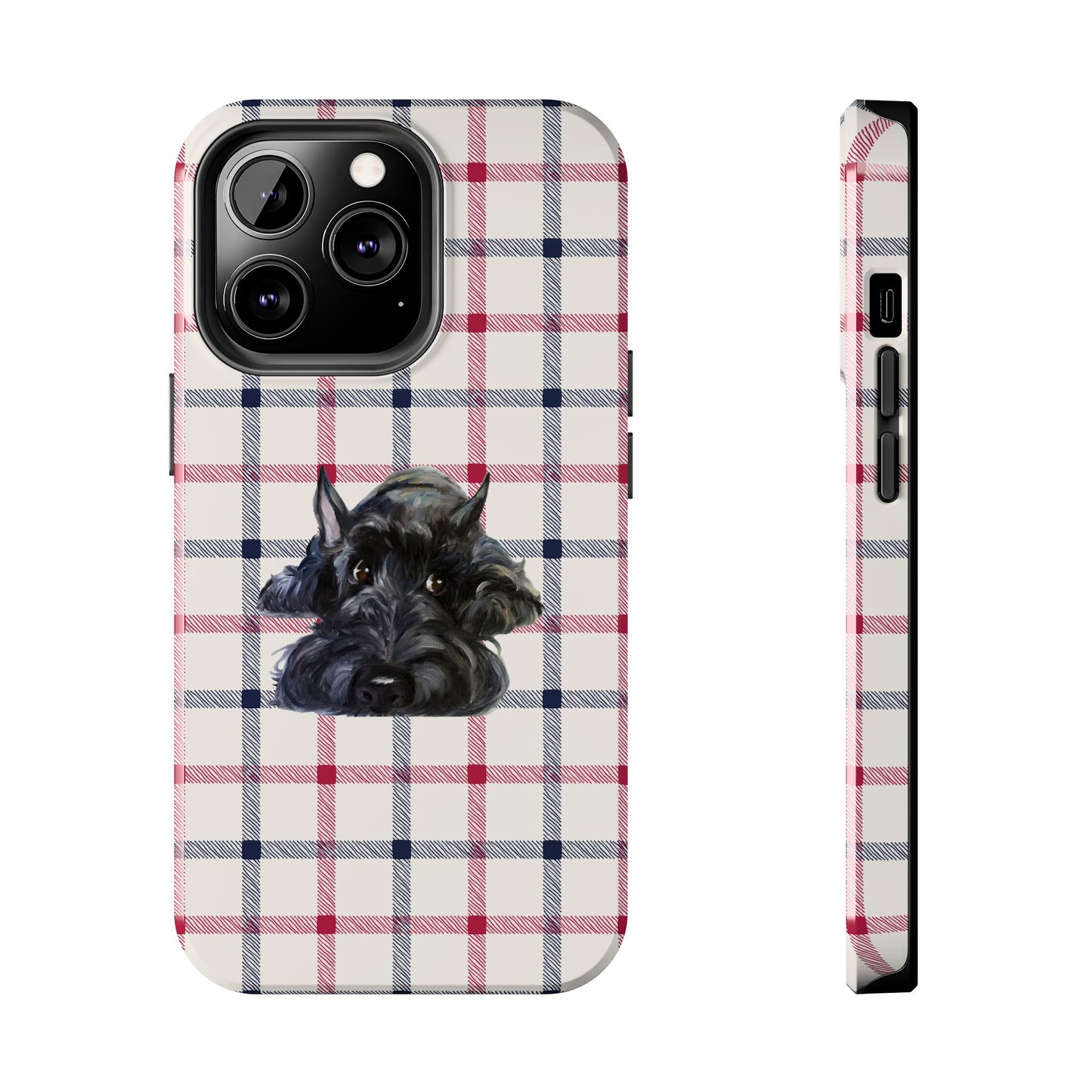 Scottish Terrier Phone Case, Tough Cases, Scottie Dog Phone Cover, Gift for Dog Lovers, Plaid Design