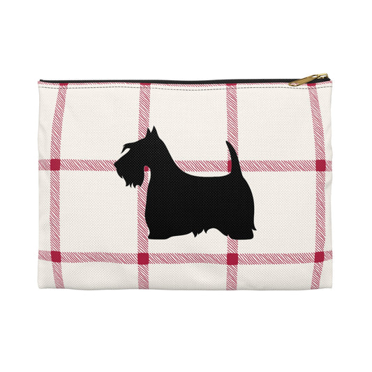 Scottish Terrier Accessory Pouch, Pet Lover Gift, Dog Travel Bag, Stylish Makeup Case, Plaid Organizer