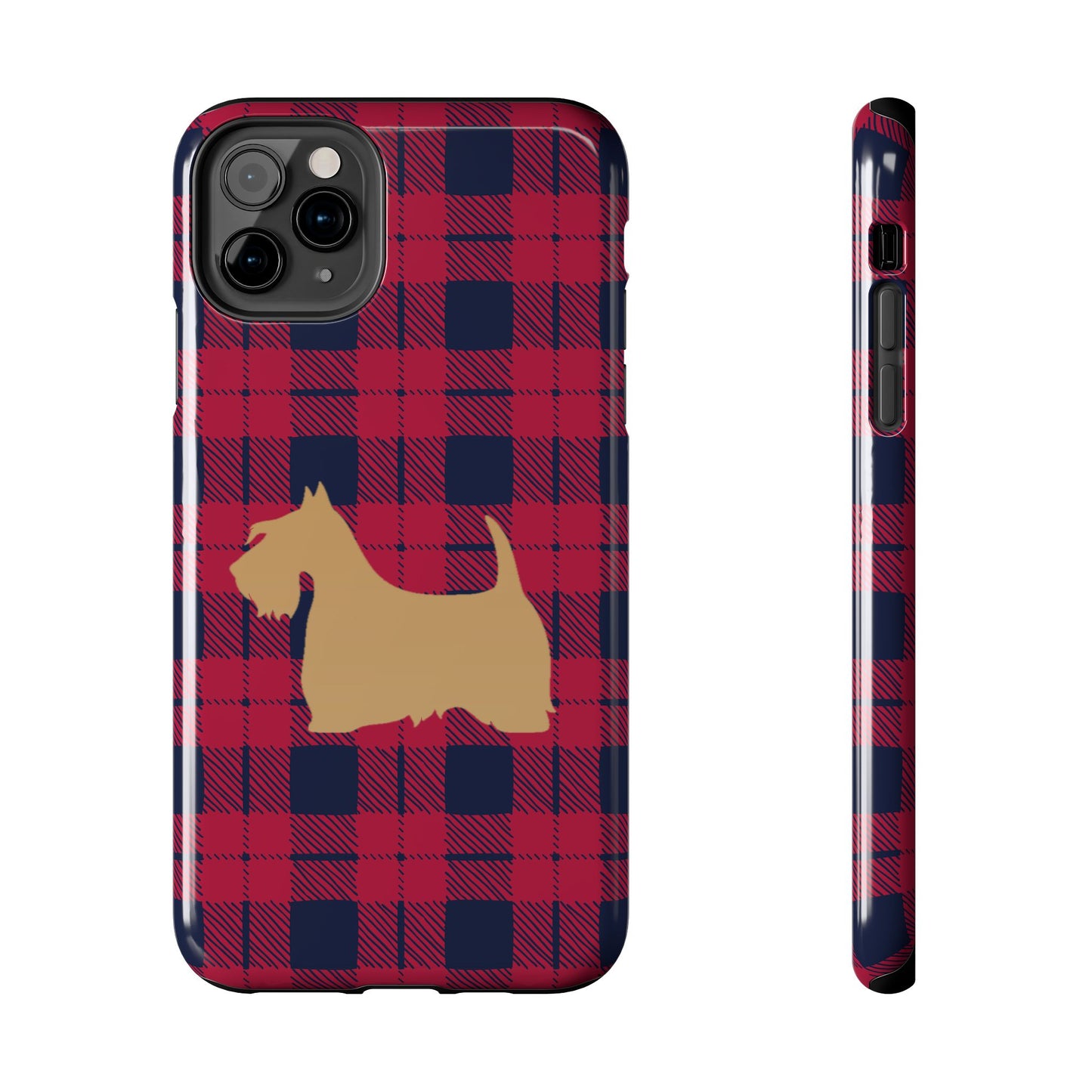 Scottish Terrier Phone Case, Tough Cases, Scottie Dog Phone Cover, Gift for Dog Lovers, Plaid Design