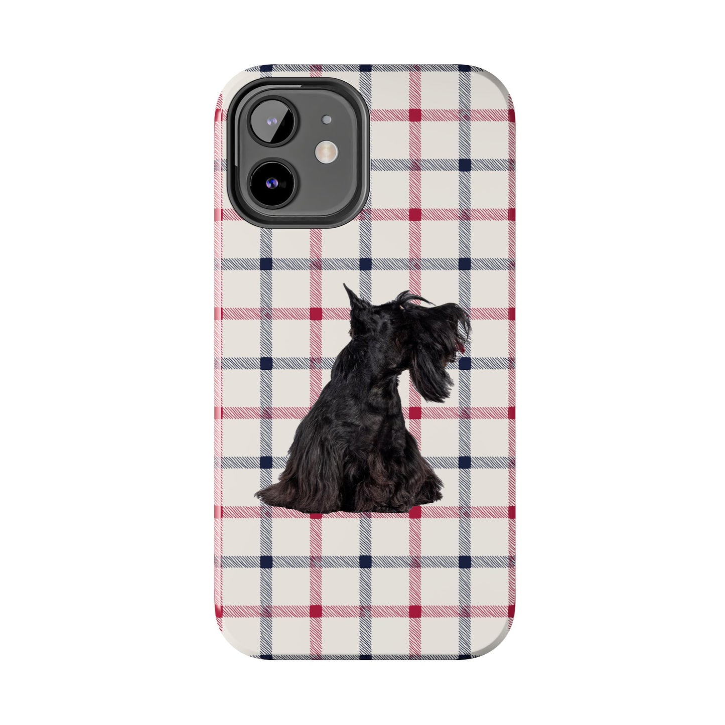 Scottish Terrier Phone Case, Tough Cases, Scottie Dog Phone Cover, Gift for Dog Lovers, Plaid Design