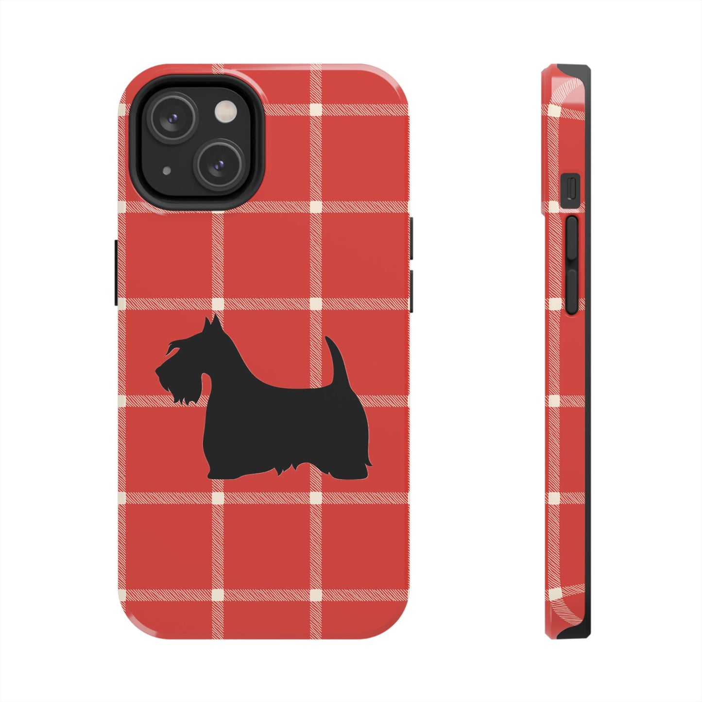 Scottish Terrier Phone Case, Tough Cases, Scottie Dog Phone Cover, Gift for Dog Lovers, Plaid Design