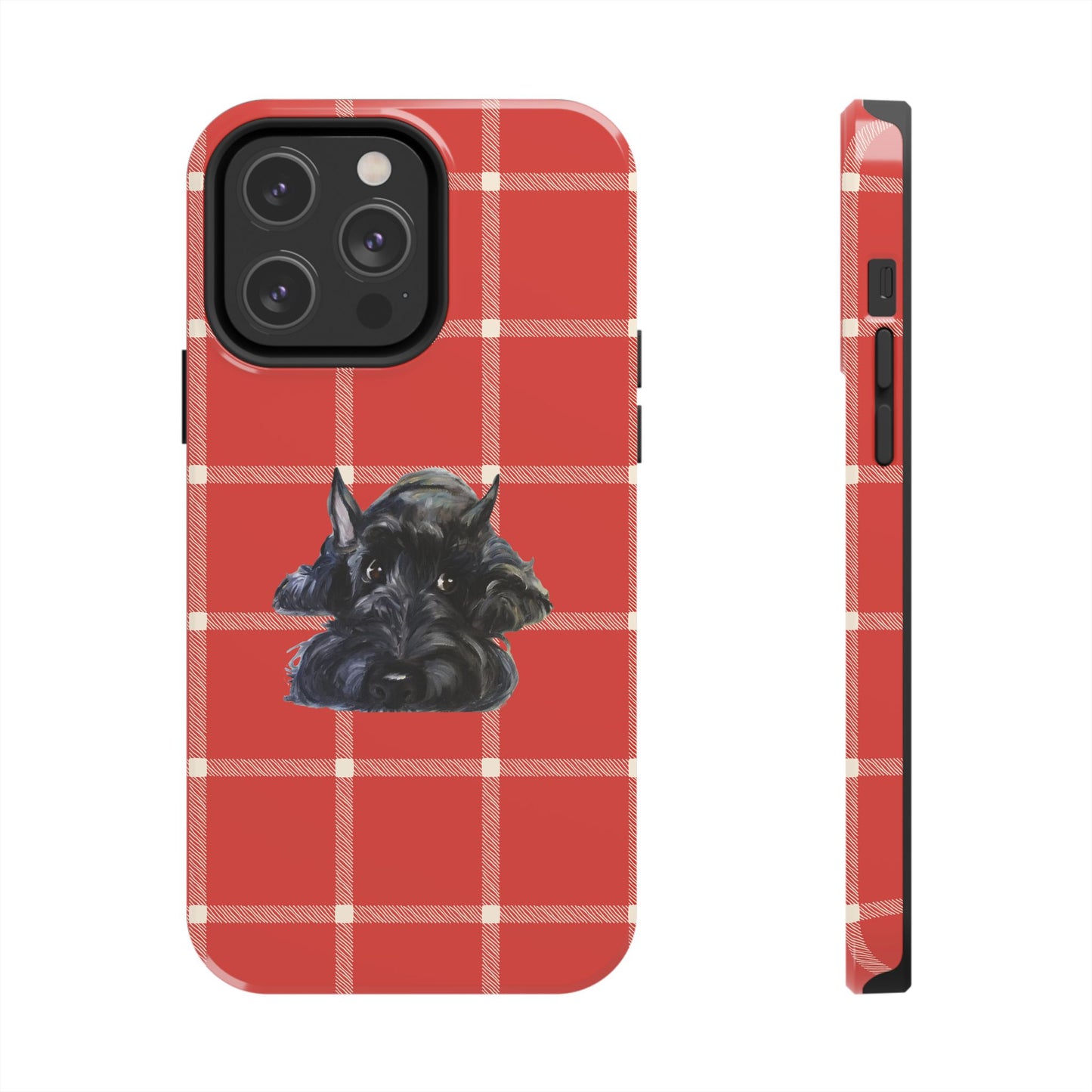 Scottish Terrier Phone Case, Tough Cases, Scottie Dog Phone Cover, Gift for Dog Lovers, Plaid Design