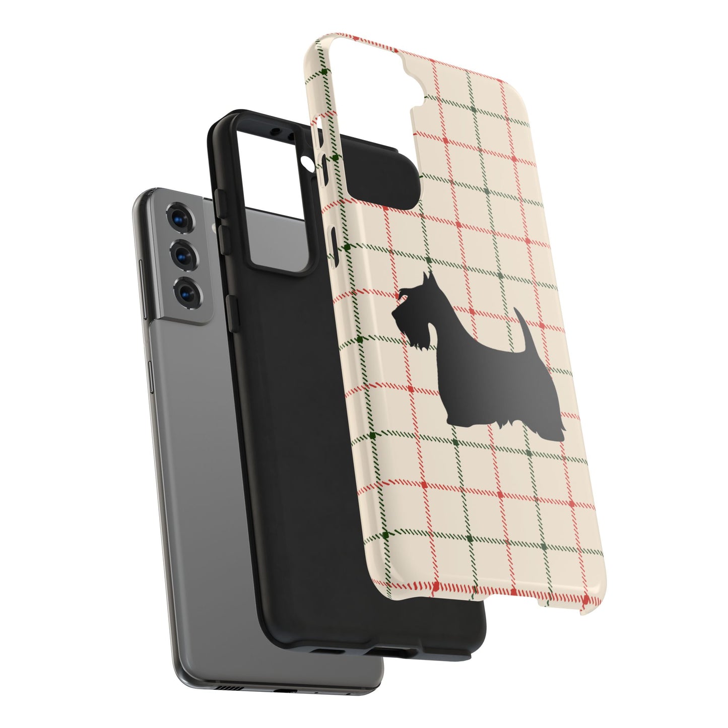 Scottish Terrier Phone Case, Tough Cases, Scottie Dog Phone Cover, Gift for Dog Lovers, Plaid Design
