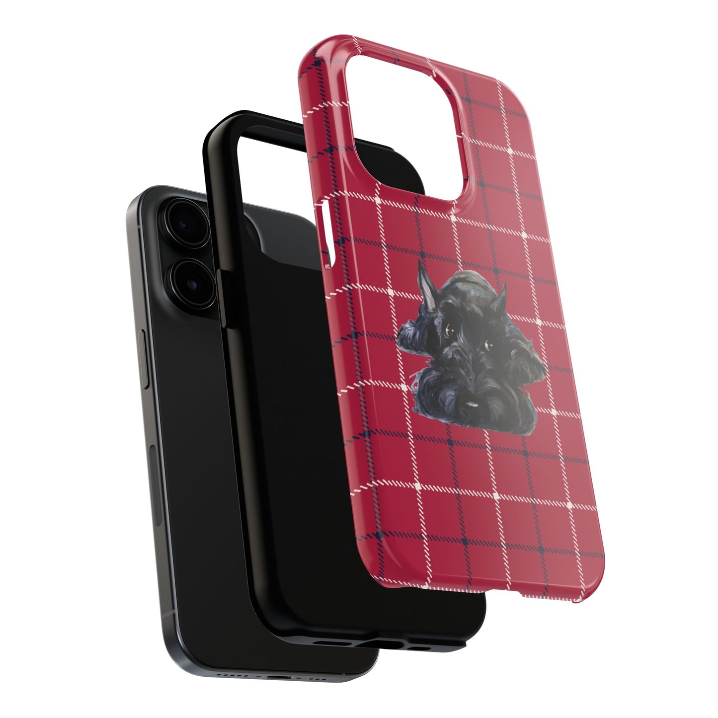 Scottish Terrier Phone Case, Tough Cases, Scottie Dog Phone Cover, Gift for Dog Lovers, Plaid Design