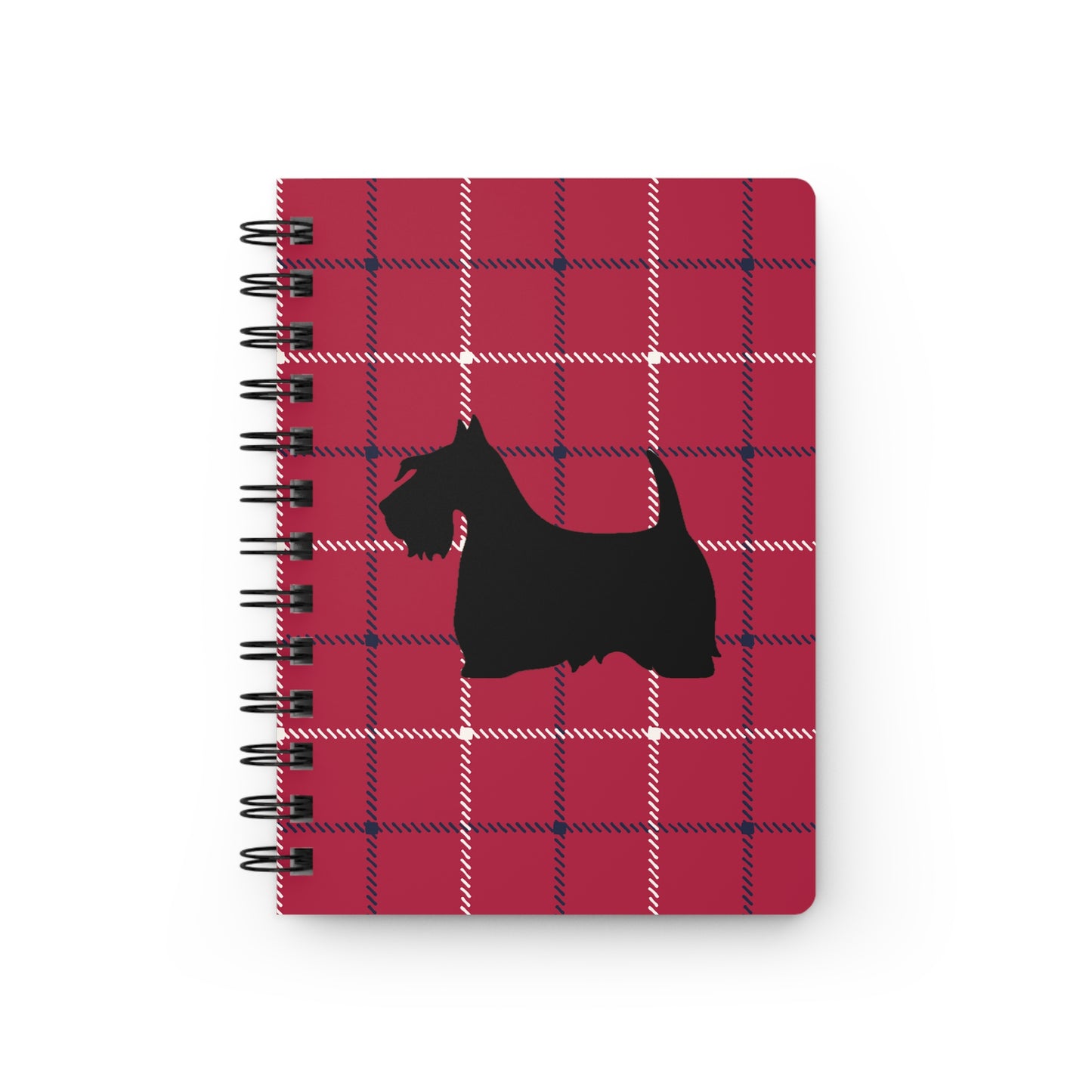 Plaid Spiral Bound Journal with Scottish Terrier Silhouette, Notebooks for Gifts, School Supplies, Writing, Pet Lovers