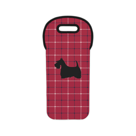 Plaid Wine Tote or Gift Bag with Scottish Terrier Design