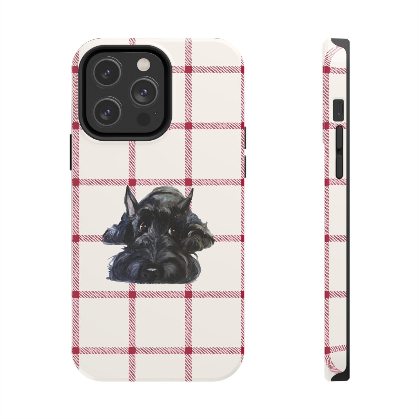 Scottish Terrier Phone Case, Tough Cases, Scottie Dog Phone Cover, Gift for Dog Lovers, Plaid Design
