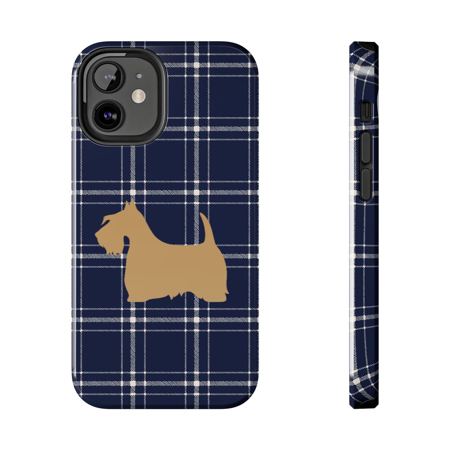 Scottish Terrier Phone Case, Tough Cases, Scottie Dog Phone Cover, Gift for Dog Lovers, Plaid Design