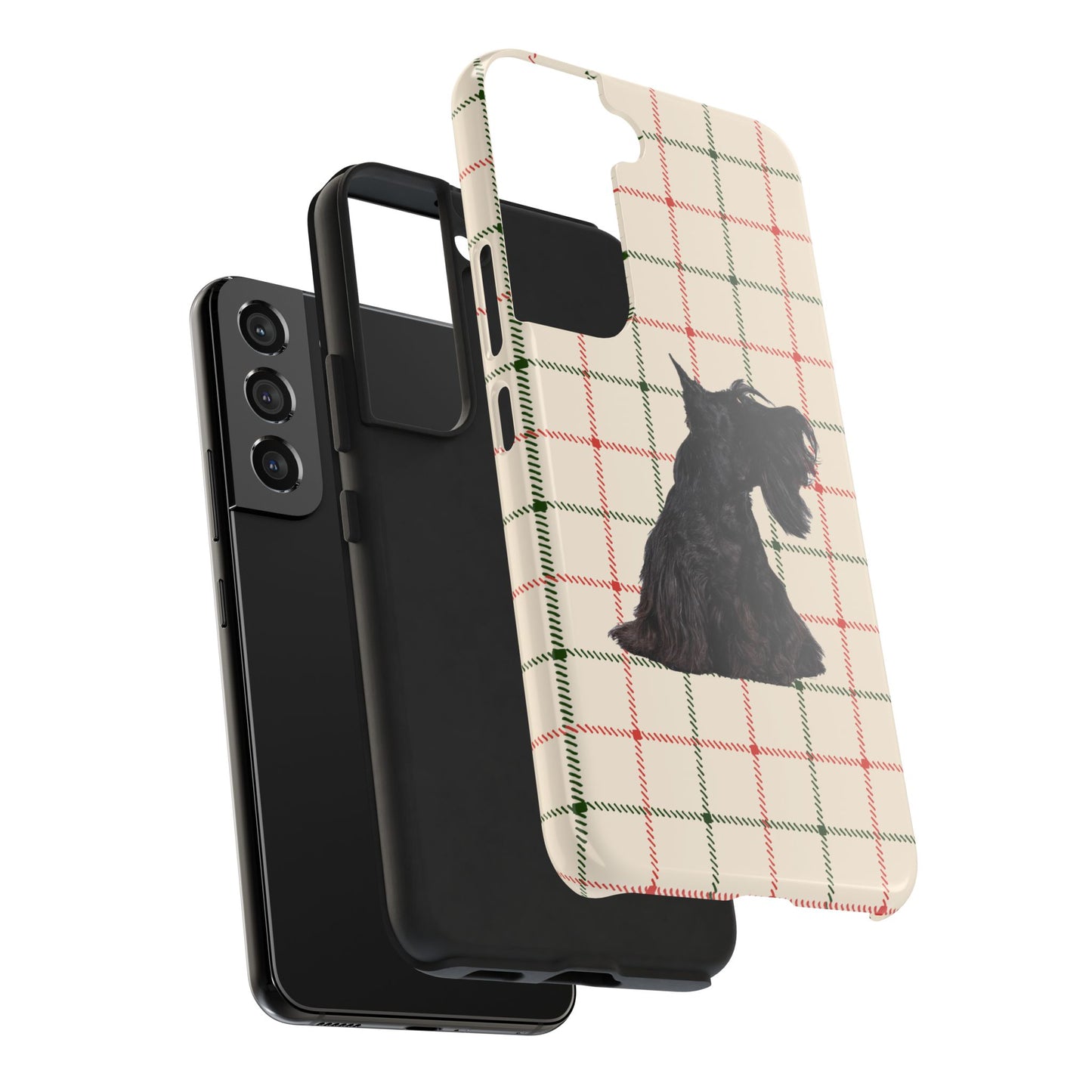 Scottish Terrier Phone Case, Tough Cases, Scottie Dog Phone Cover, Gift for Dog Lovers, Plaid Design