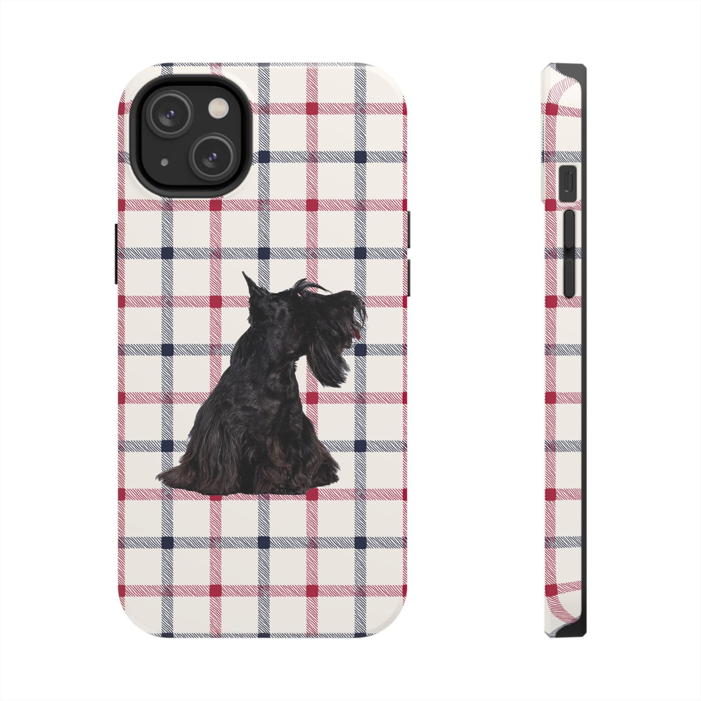 Scottish Terrier Phone Case, Tough Cases, Scottie Dog Phone Cover, Gift for Dog Lovers, Plaid Design